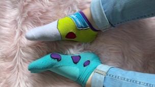 Mismatched socks and cute feet
