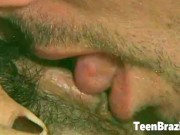 This Teen Girl from Brazil is hanging out at the gym with only her Bikini on when she is approached by two Brazilian men who 4/16