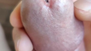 Excited man with precum