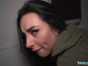 Public Agent Pretty face with sharp blue eyes sucks a big fat cock outdoors 9/16