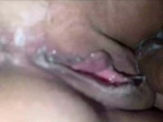 ENG subtitles Big black cum inside my wife and i eat all her cum in pussy