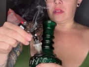 Bbw step mom MILF takes bong rips smoking fetish