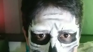 Amateur skull makeup guy