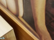 Sexy and horny petite brunette college girl and her amazingly beautiful cute redhead babe friend in a softcore porn backstage 11/16