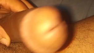 Stocky black boy manhandle meat