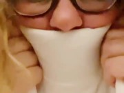 SHY NERDY COLLEGE GIRL FILMING HERSELF WHILE BBC STRETCHING HER TIGHT PUSSY AND ASSHOLE 1/16