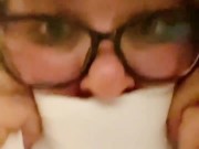 SHY NERDY COLLEGE GIRL FILMING HERSELF WHILE BBC STRETCHING HER TIGHT PUSSY AND ASSHOLE 16/16