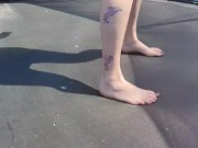 Slow motion jumping on a trampoline in shorts & T-shirt regular woman jumping not a big tit slut 9/16