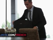 Two brunettes seduce their boss at the office 3/16