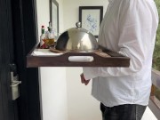 Hot MILF thanked the food delivery guy with a juicy blowjob while her husband was not in the hotel r 1/16