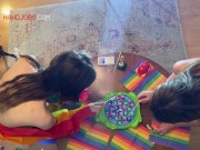 Hot Pornstar and her Amateur College Girl BFF come for a Try not to Cum Challenge with some Gaming and Striptease Backstage
