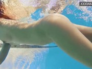 Very juicy hot teen in red swimsuit orgasming underwater 2/16