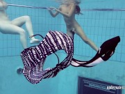 Astonishing babes swimming without clothes and have fun 9/16