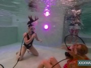 The guy can barely resist the beautiful babes 1/16