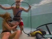 The guy can barely resist the beautiful babes 14/16