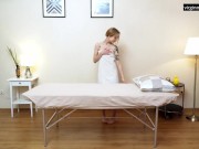 Ella Abras reaches her peak from her masseurs hands 2/16