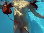 Perfect body brunette enjoys naked swimming 14/16