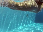 Perfect body brunette enjoys naked swimming 16/16