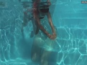 Perfect body brunette enjoys naked swimming 4/16
