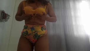 SCHOOLGIRL IN A SWIMSUIT READY TO WET HER PUSSY AND READY HER YUMMY PUSSY FOR THE BEACH