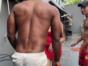 My busty neighbor and her husband with huge cock invite me to a threesome and she sucks my asshole 4/16