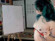 Camgirl Slut painting Slutty Self Portrait on LIVESTREAM 1/16