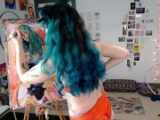 Camgirl Slut painting Slutty Self Portrait on LIVESTREAM 12/16