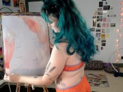 Camgirl Slut painting Slutty Self Portrait on LIVESTREAM 2/16