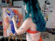 Camgirl Slut painting Slutty Self Portrait on LIVESTREAM 8/16