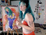 Camgirl Slut painting Slutty Self Portrait on LIVESTREAM 9/16