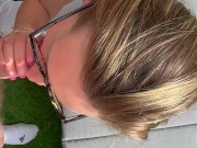 he cums a small drop of sperm on my tongue because his balls are already empty 10/16