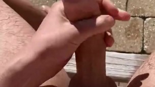 Quick flash and handjob of my massive dick