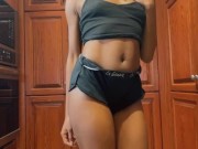 Hot teeny ebony teases in step moms kitchen 16/16