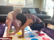 Two horny lesbians playing a twister game before inserting sex toys 4/16