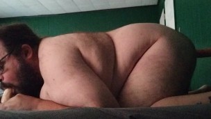 Fat pig bottom gets fucked by and sucks a dildo