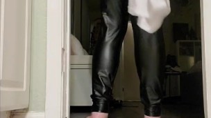 Skin tight leggings with slingshot g string thong holds huge buttplug securely in my ass