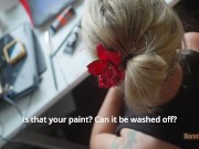 Smiles, standing sex, hugs and affection afterward. Passionate sex in the middle of the day 3/16