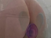 Filthy Shower Slut: Bending Over for a Dildo Drilling 4/16