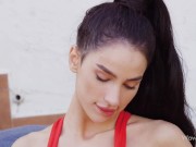 WOWGIRLS Gorgeous Ukrainian model Kama Oxi playing with her pussy on the stairs 1/16