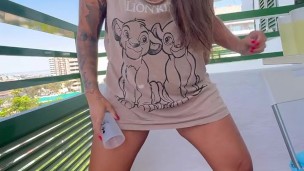 Pissing On The Terrace, A Neighbor Almost Saw Me😳