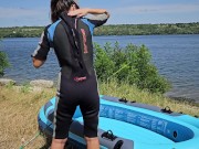 Voyeur Naked natural camp girl # Nudism n Wild Camping at cold scandinavian lake