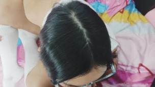 stepfather sees his schoolgirl stepdaughter in bed and says she is sick and takes her temperature, e