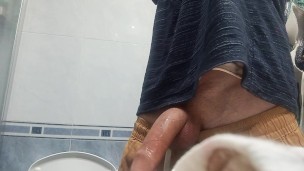 The Guy With The Huge Cock So Fat In His Pants, He Unloads It With 5 Jets Of Semen In The Air