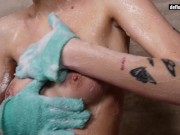 Shower head orgasms from Natasha in bathroom 6/16