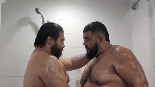 2 big dick bears showering