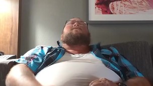 Bear working man solo masterbation punching balls intense cum shot