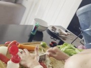 Sexy cooking. Titjob carrot and covering myself in syrup. Come taste me!