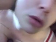 Pawg passionately Suck and Titty Fucks Daddy's Cock