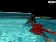 Hottest Latina babe swims naked and seduces producer 1/16