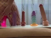 Testing 5 different dildos. Orgasm from dildo 2/16
